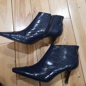 Zara blue croc skin print booties